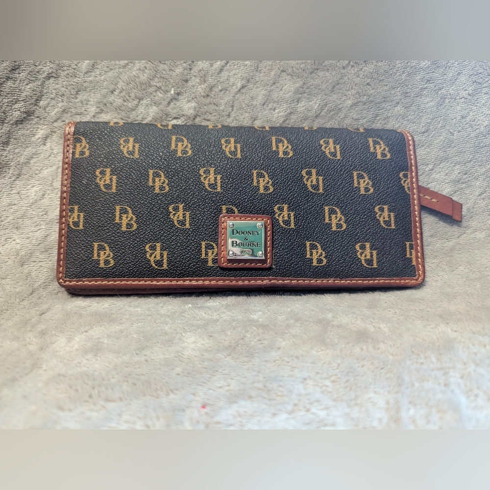 Dooney & Bourke Dark Brown and Tan Logo Wallet